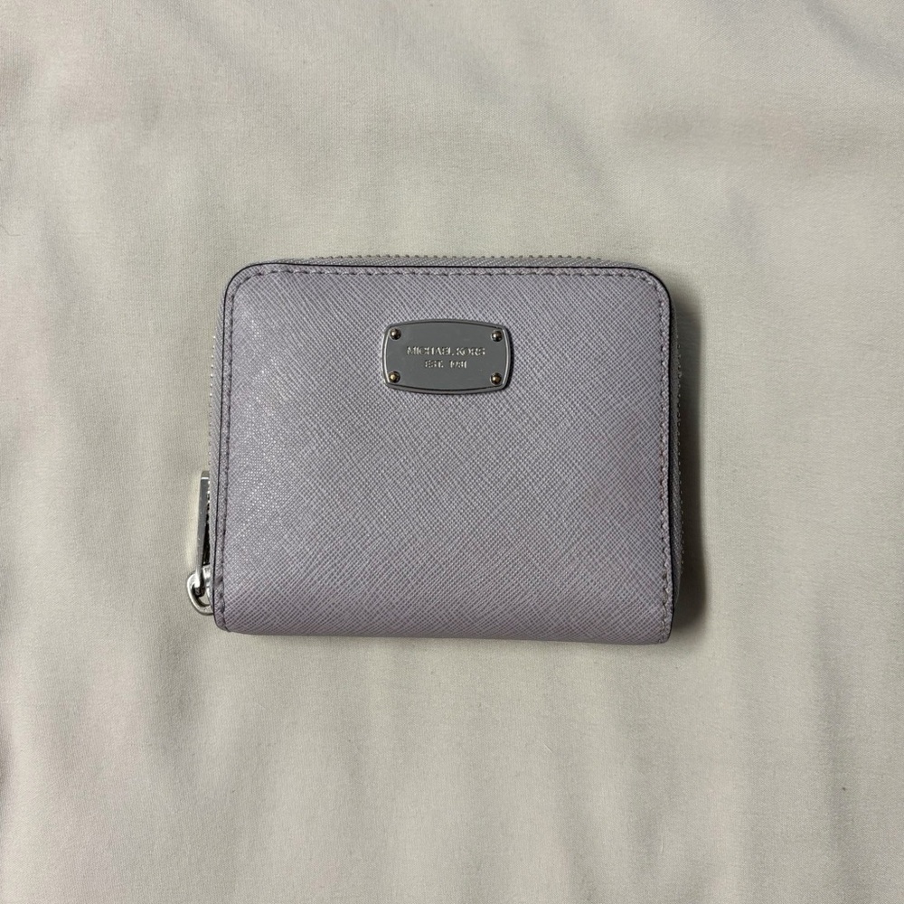 Michael Kors Saffianno Leather Zip Wallet in Light Lilac